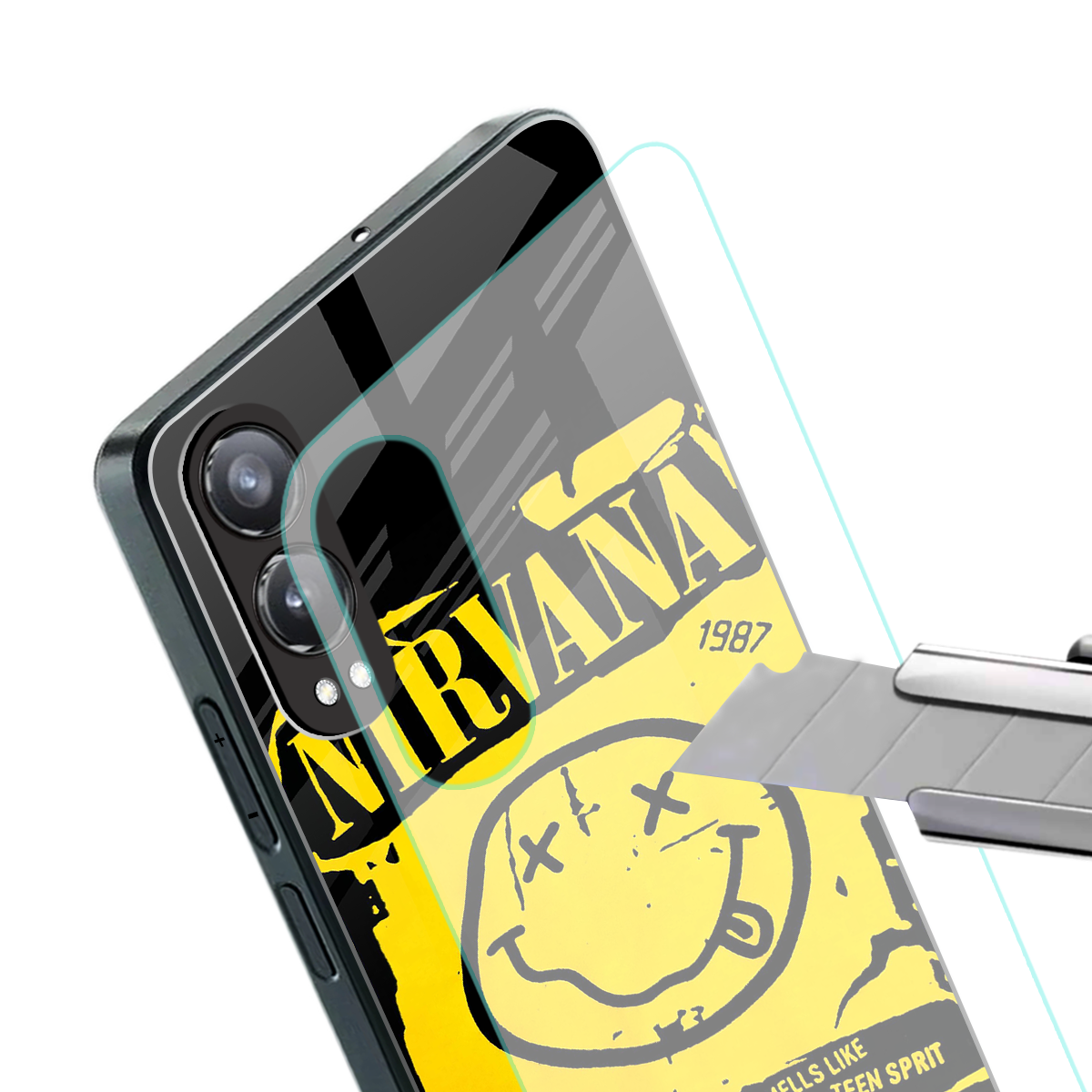 nirvana yellow back phone cover | glass case for oneplus nord ce 4 lite