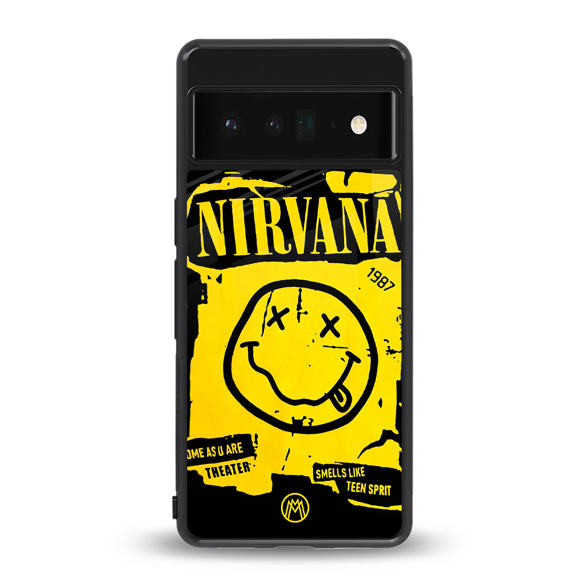 nirvana yellow back phone cover | glass case for google pixel 6 pro