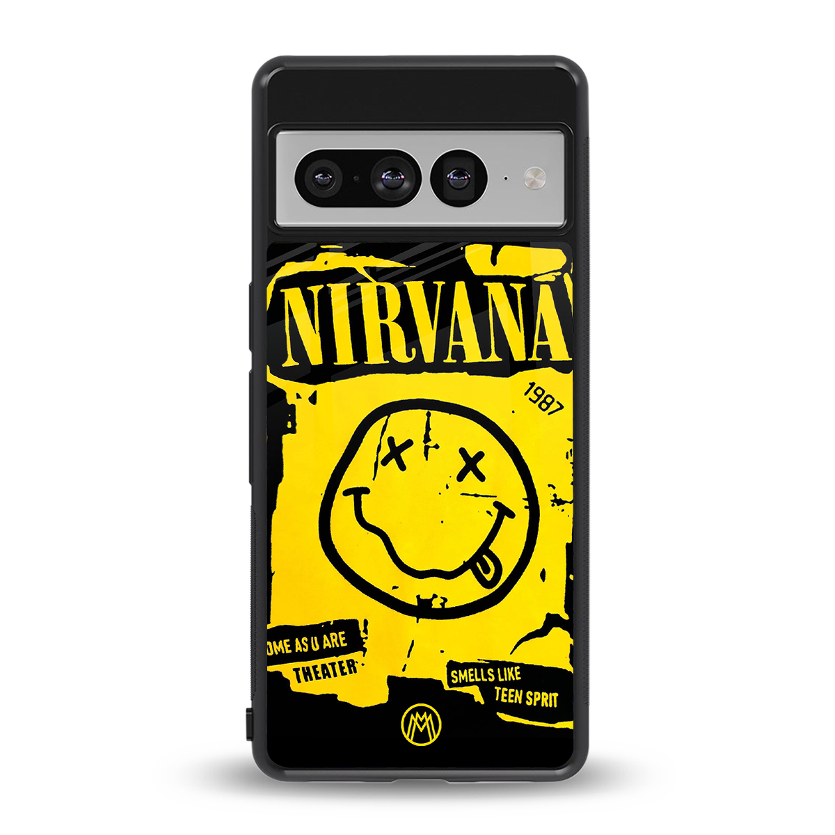 nirvana yellow back phone cover | glass case for google pixel 7 pro