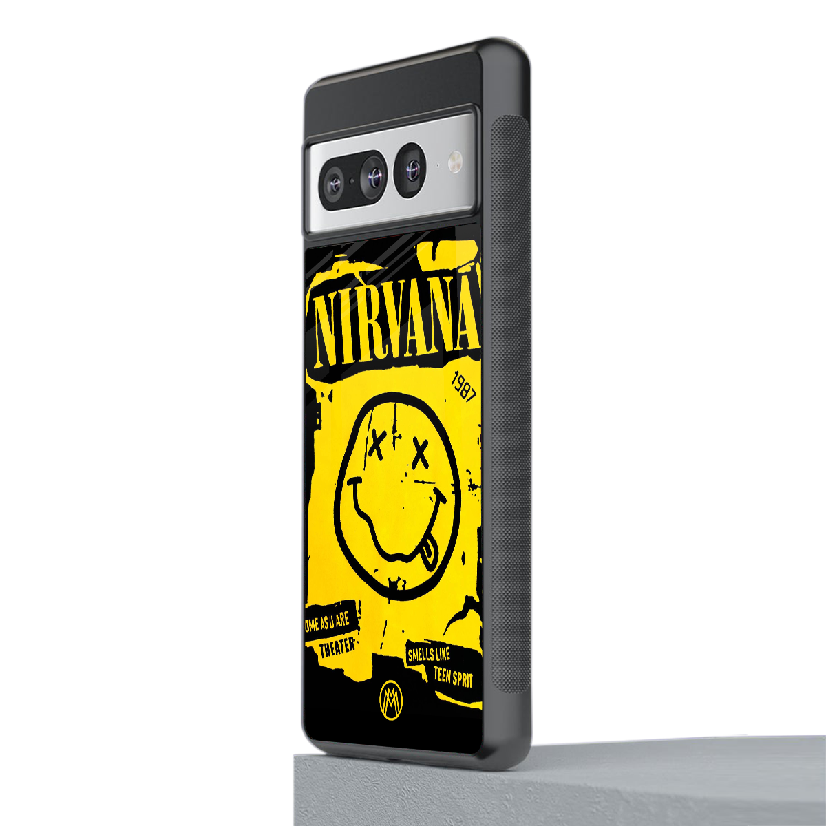 nirvana yellow back phone cover | glass case for google pixel 7 pro