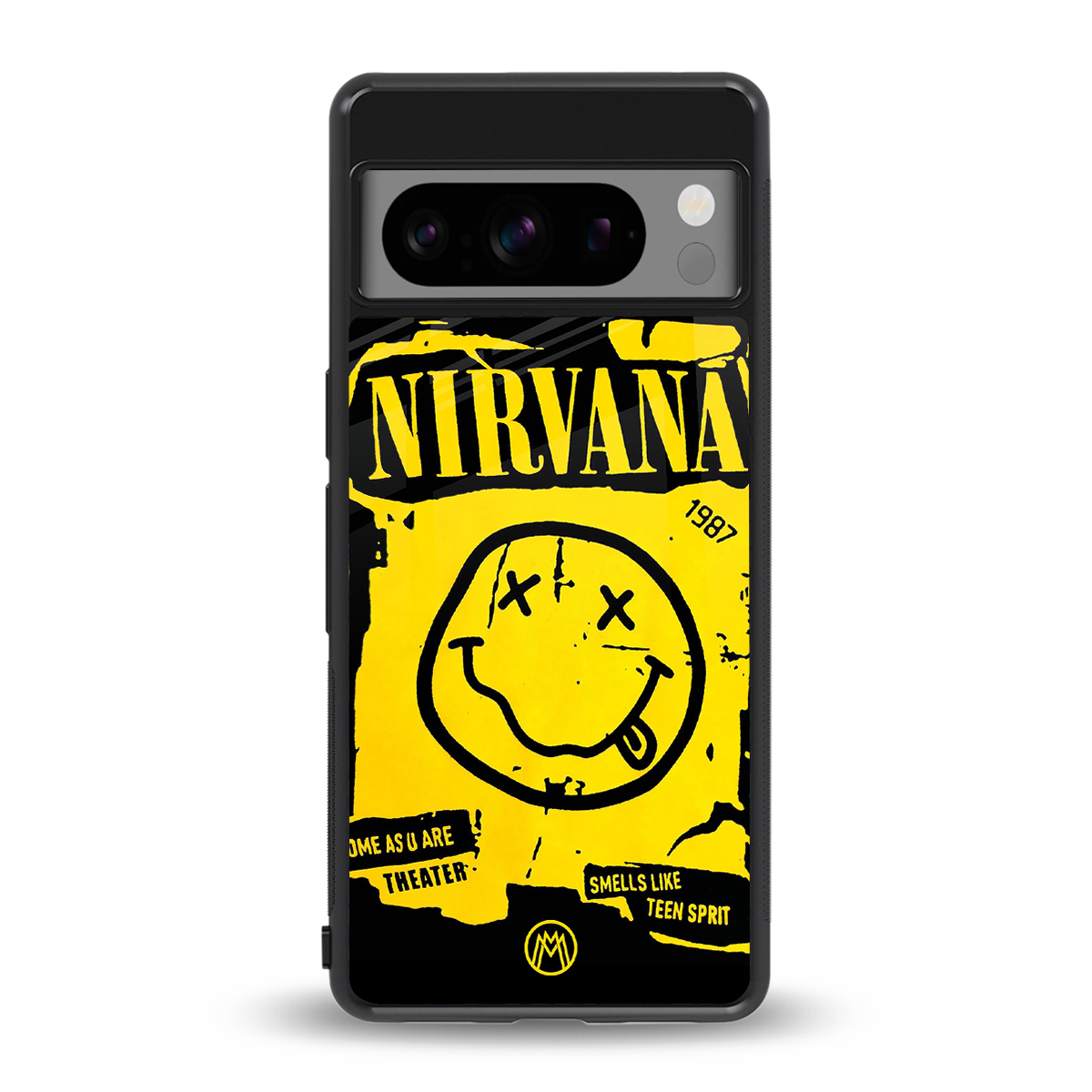 nirvana yellow back phone cover | glass case for google pixel 8 pro