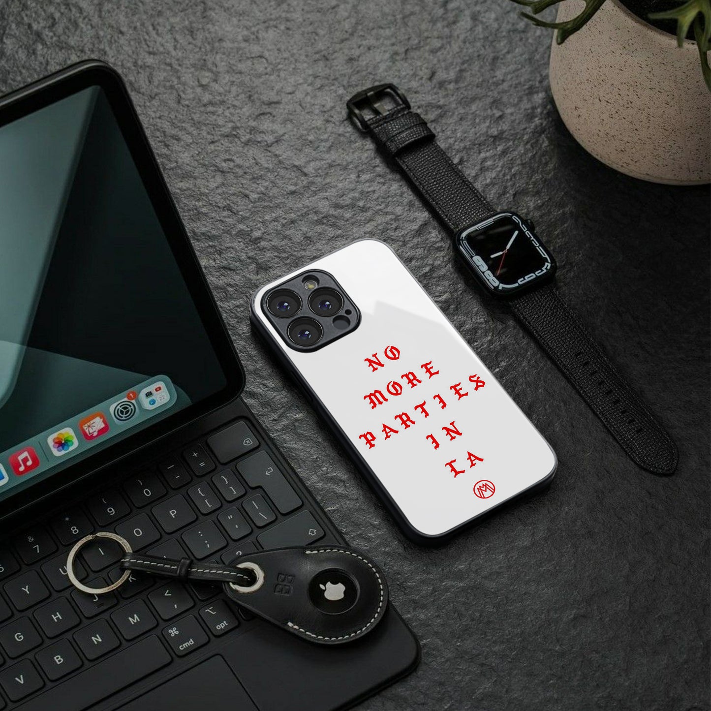 no more parties in la back phone cover | glass case for iphone 16 pro max