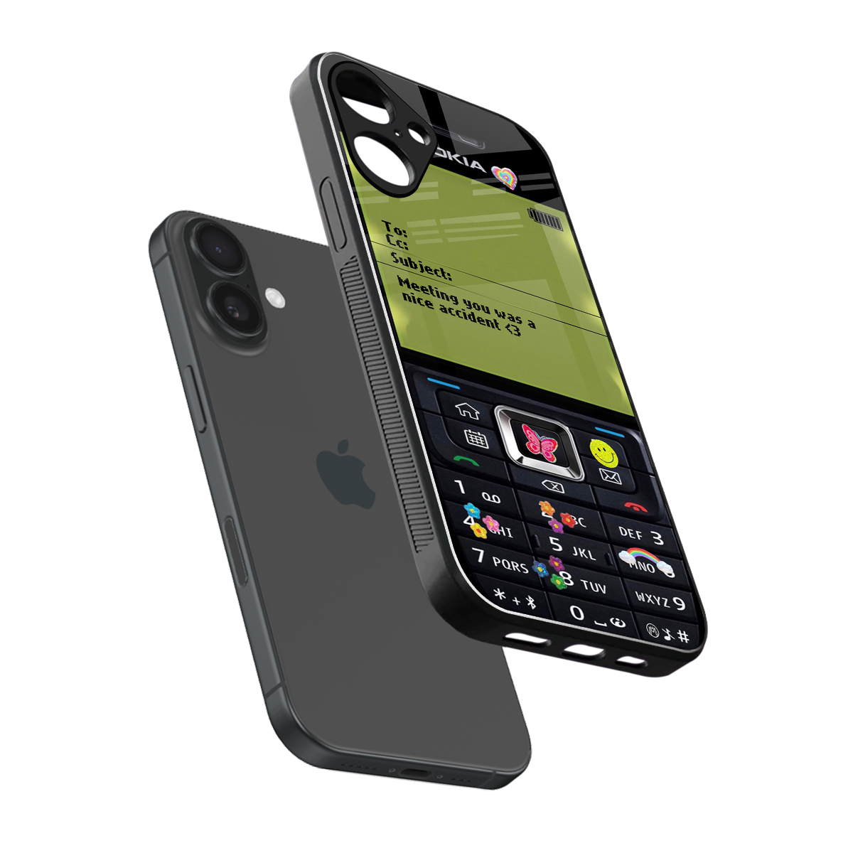 nokia vintage back phone cover | glass case for iphone 16 plus