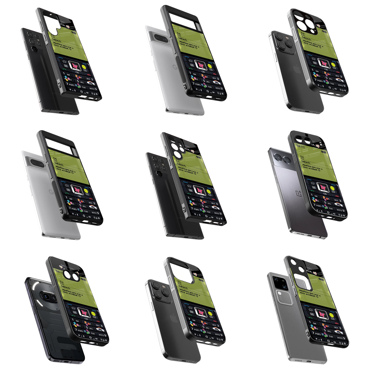Durable Glass Back Mobile Case for iPhone, Samsung, OnePlus, Google Pixel, Redmi, Vivo, Oppo