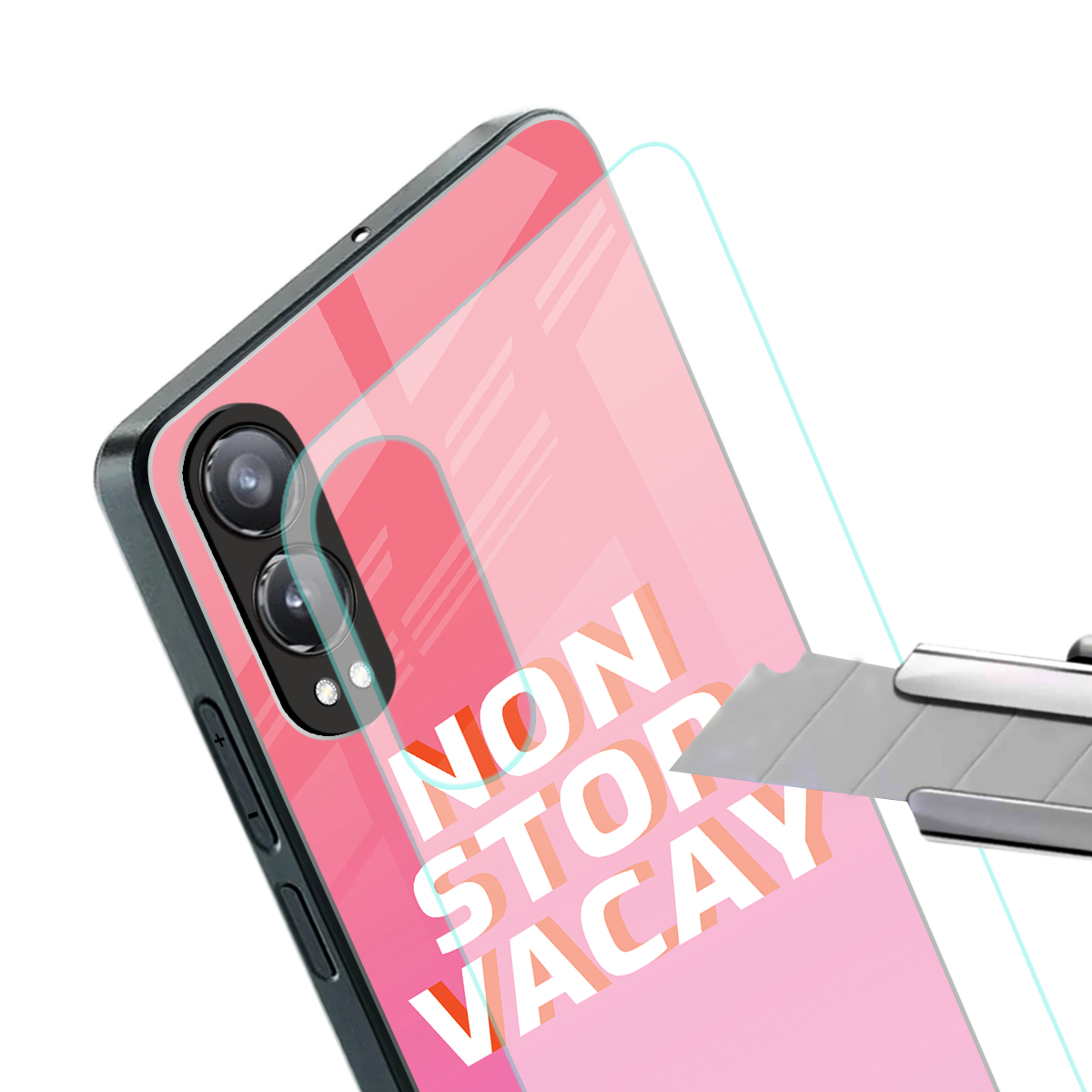 non stop vacay back phone cover | glass case for oneplus nord ce 4 lite