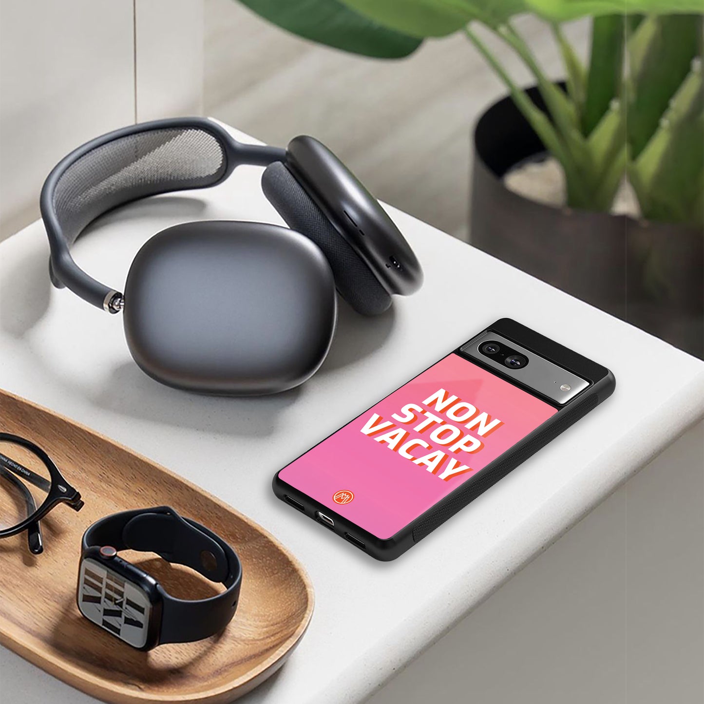 non stop vacay back phone cover | glass case for iphone 16 pro max