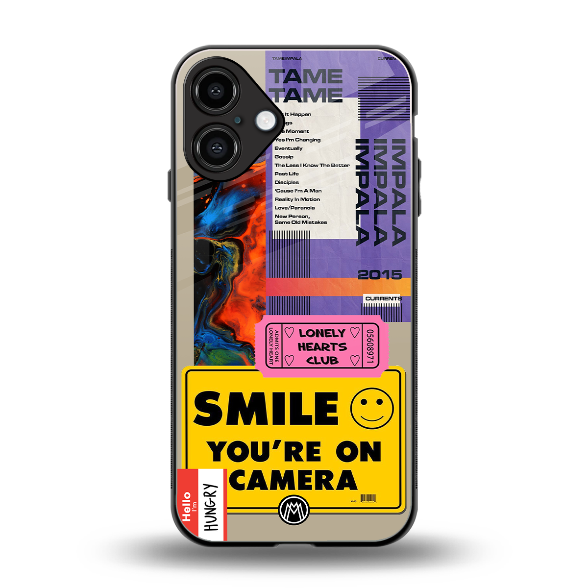 nostalgic stickers back phone cover | glass case for iphone 16 plus