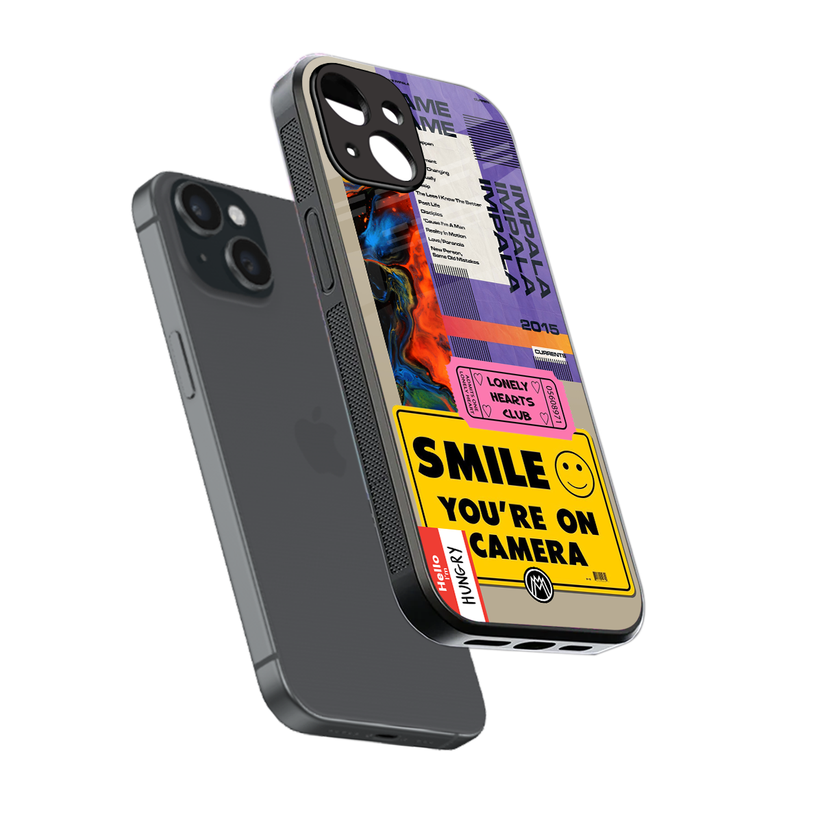 nostalgic stickers back phone cover | glass case for iphone 15
