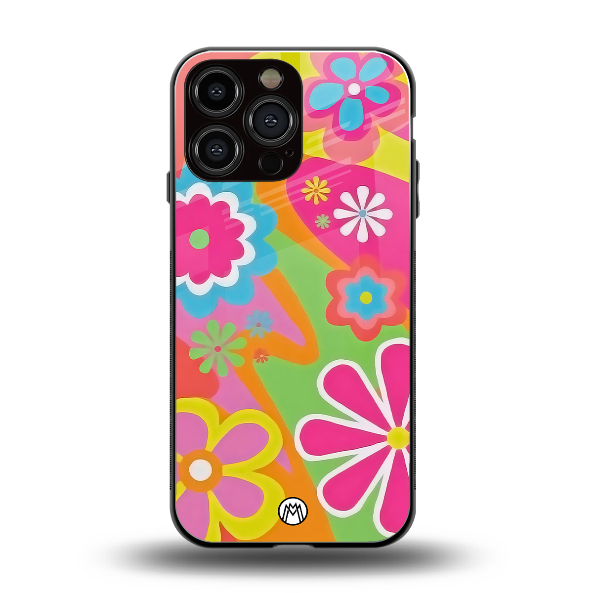 nostalgic wildflower y2k back phone cover | glass case for iphone 14 pro max