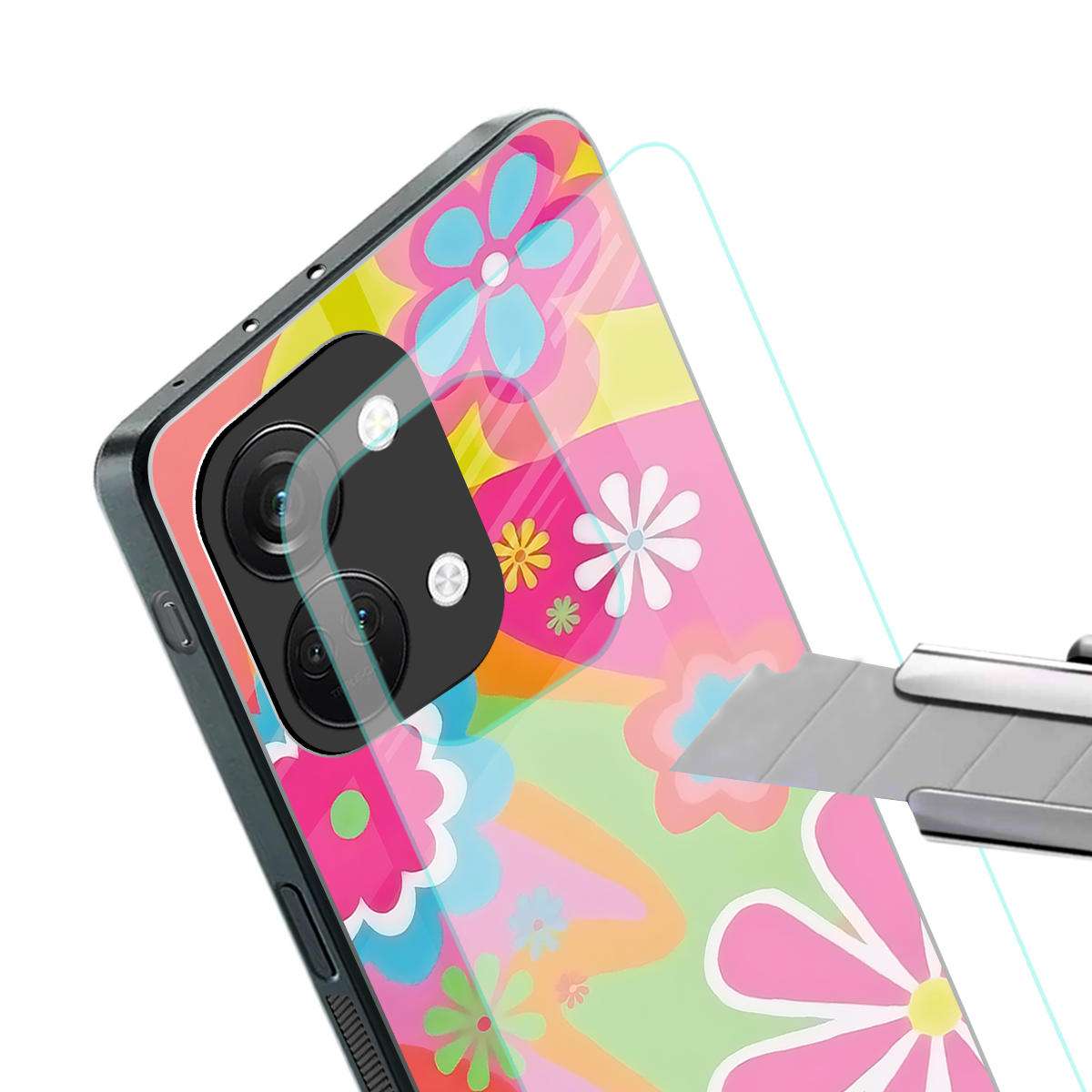 nostalgic wildflower y2k back phone cover | glass case for oneplus nord 3