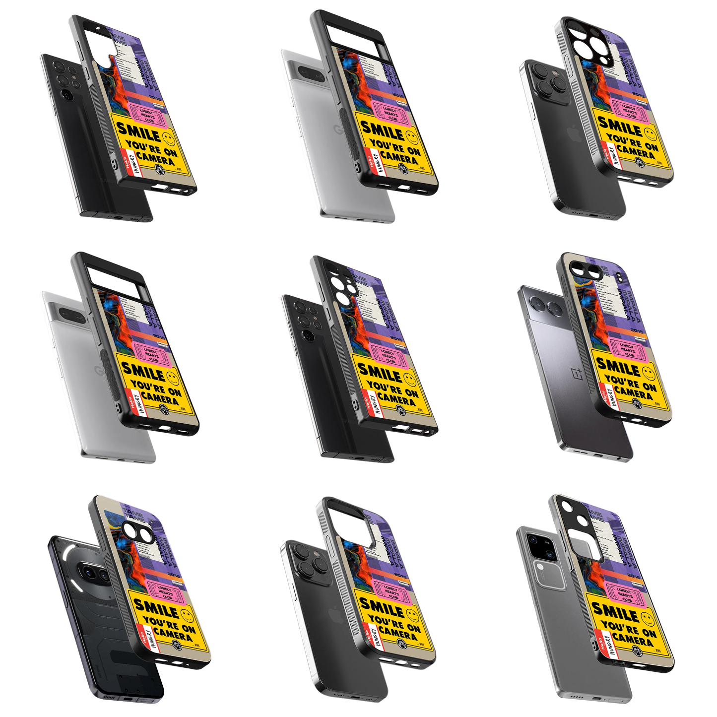 Durable Glass Back Mobile Case for iPhone, Samsung, OnePlus, Google Pixel, Redmi, Vivo, Oppo