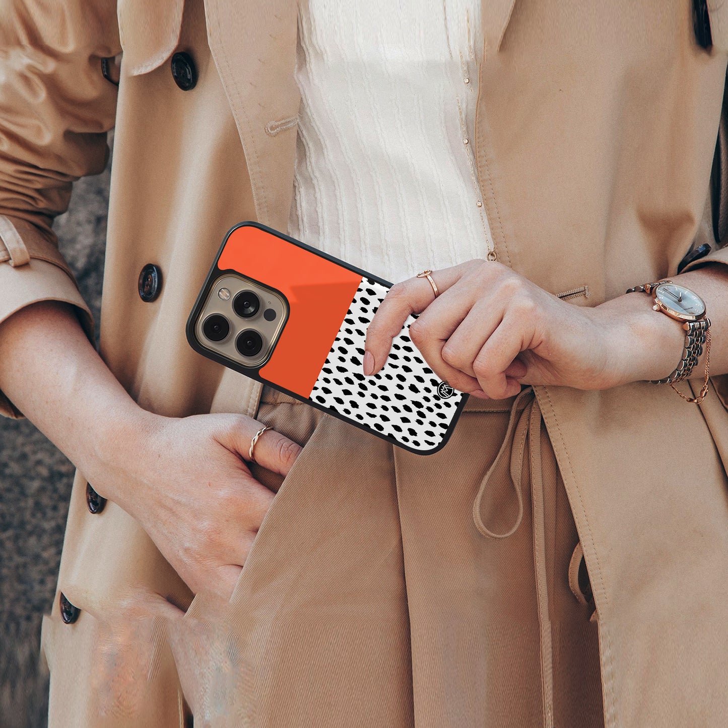 nostalgic tangerine back phone cover | glass case for iphone 16 pro max