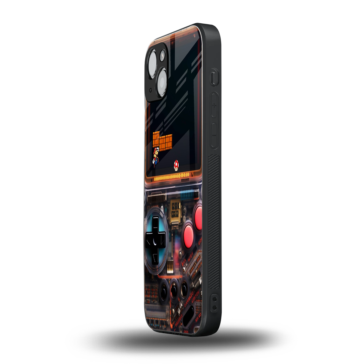 og gameboy back phone cover | glass case for iphone 15 plus