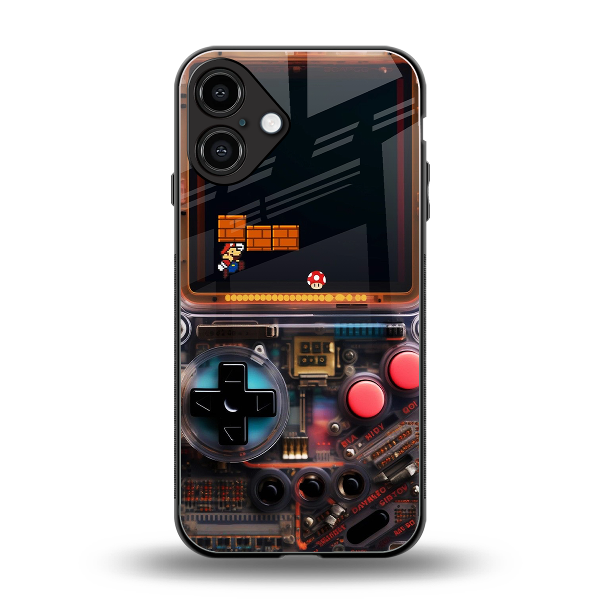 og gameboy back phone cover | glass case for iphone 16 plus