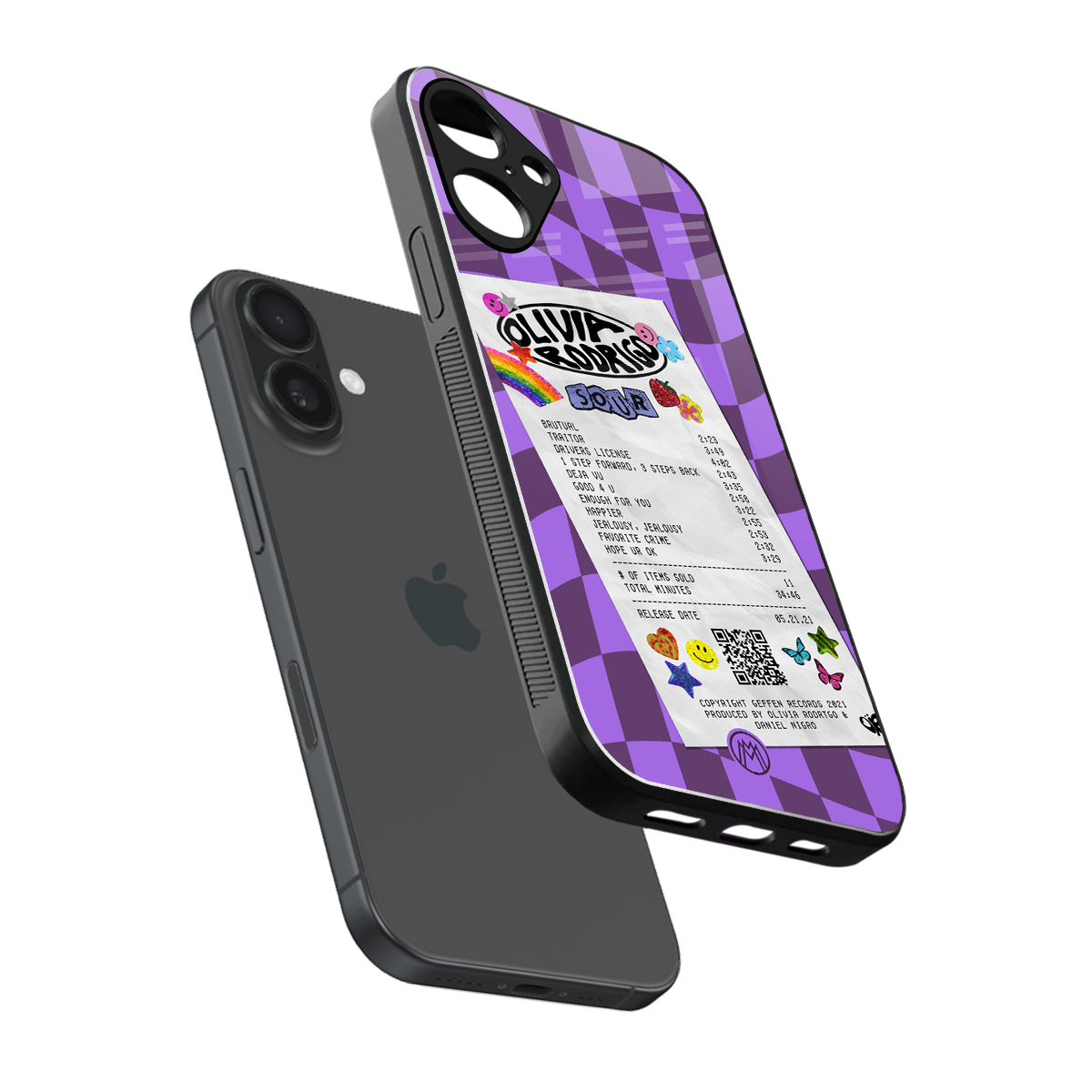 olivia rodrigo back phone cover | glass case for iphone 16 plus
