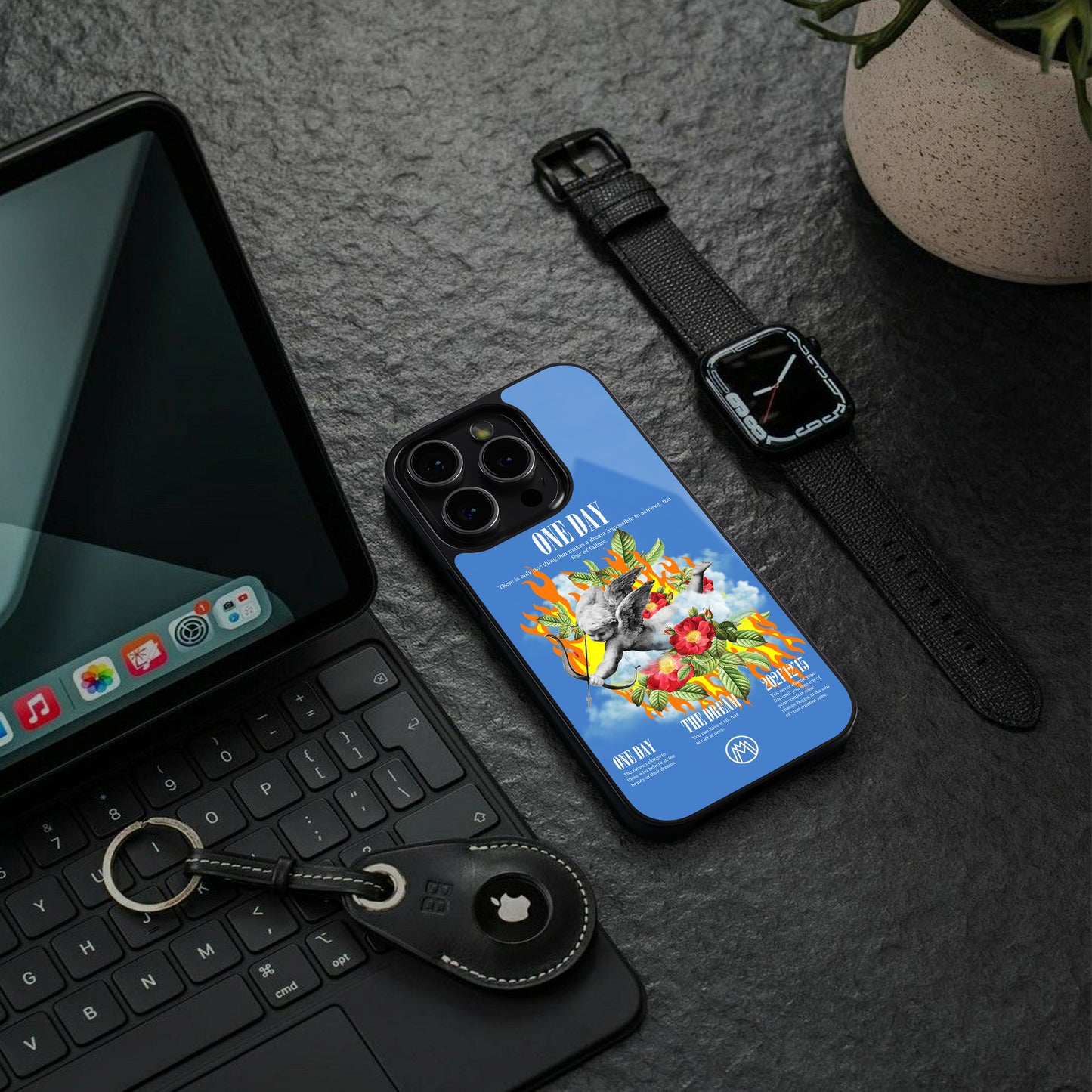 one day back phone cover | glass case for iphone 16 pro max