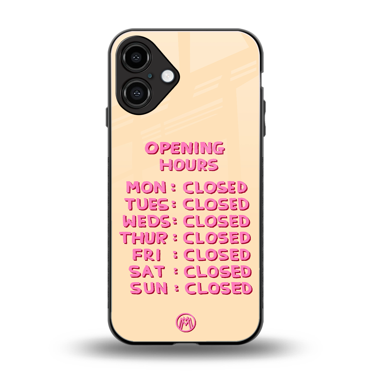 opening hours back phone cover | glass case for iphone 16 plus