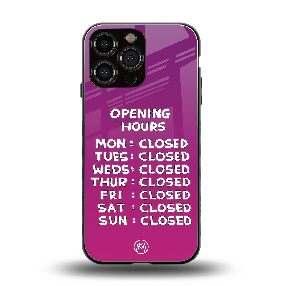 opening hours pink edition back phone cover | glass case for iphone 14 pro max