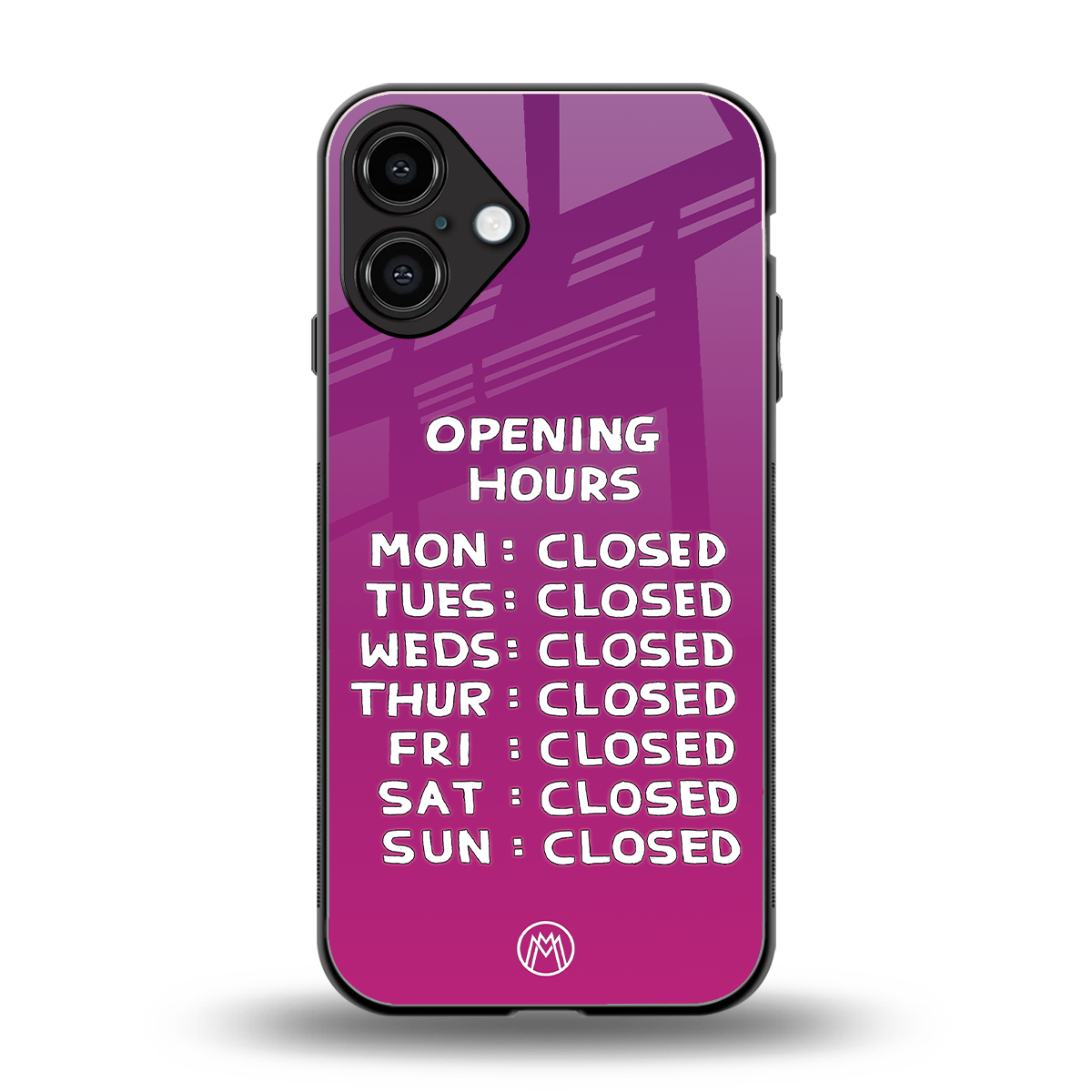 opening hours pink edition back phone cover | glass case for iphone 16 plus