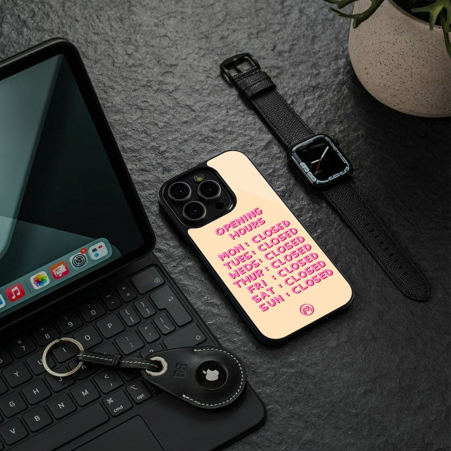 opening hours back phone cover | glass case for iphone 16 pro max