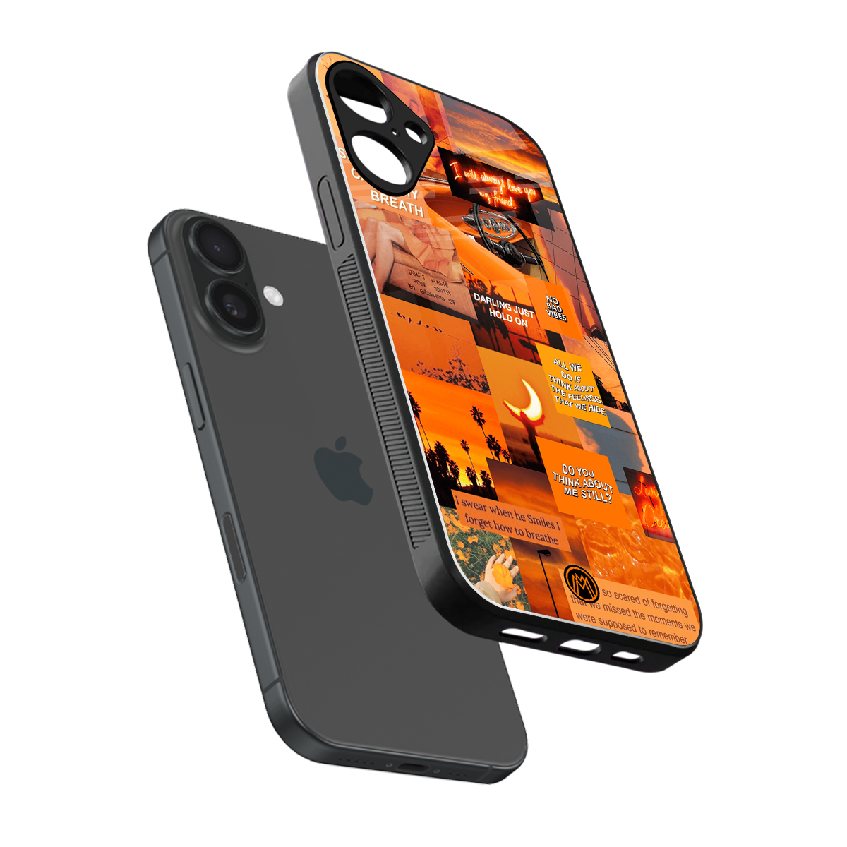 orange aesthetic back phone cover | glass case for iphone 16 plus