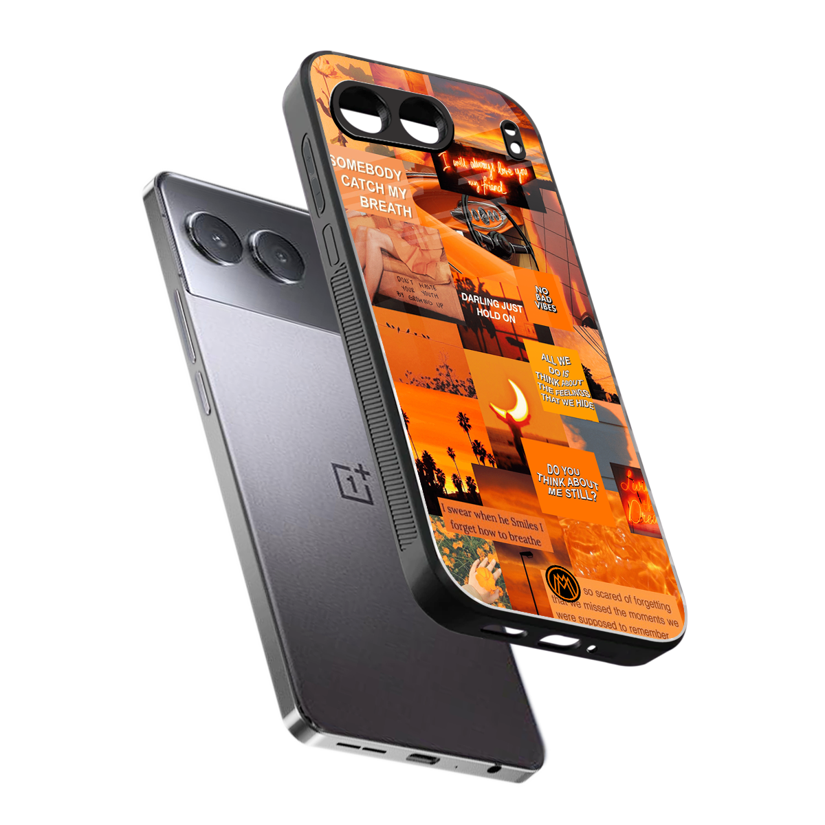 orange aesthetic back phone cover | glass case for oneplus nord 4
