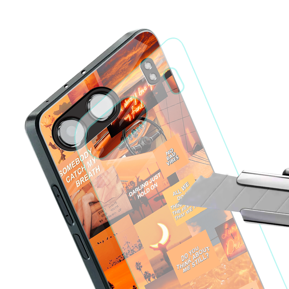 orange aesthetic back phone cover | glass case for oneplus nord 4