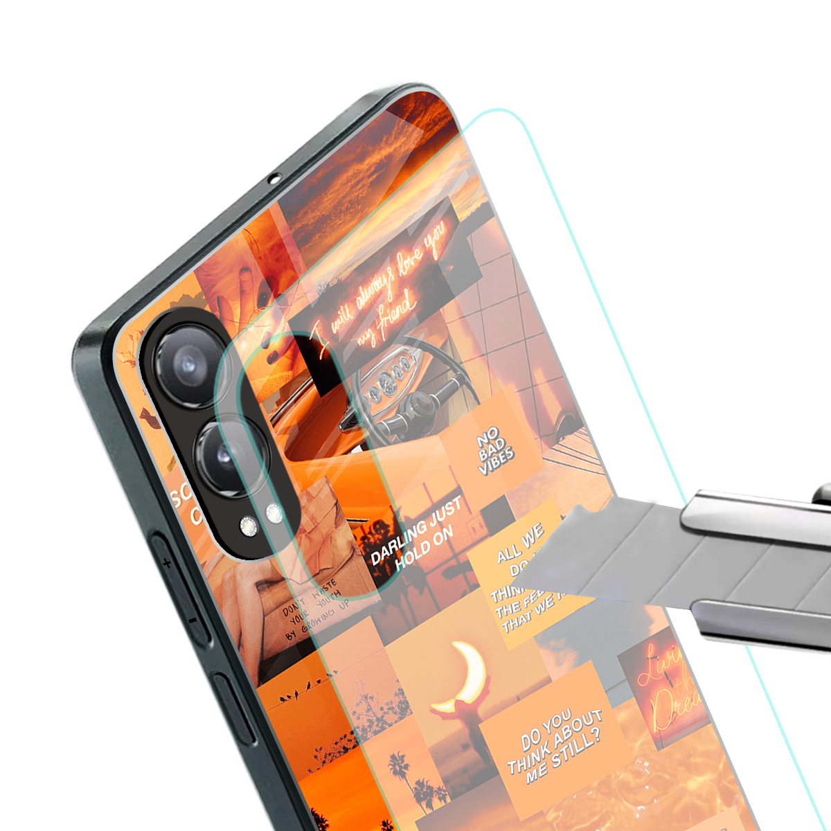 orange aesthetic back phone cover | glass case for oneplus nord ce 4 lite