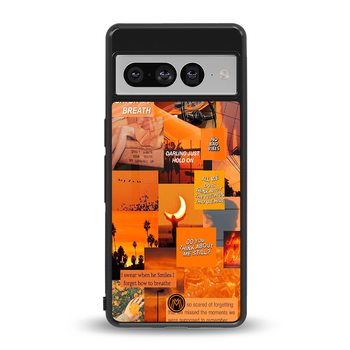 orange aesthetic back phone cover | glass case for google pixel 7 pro
