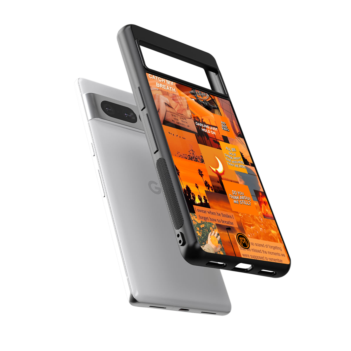 orange aesthetic back phone cover | glass case for google pixel 7 pro