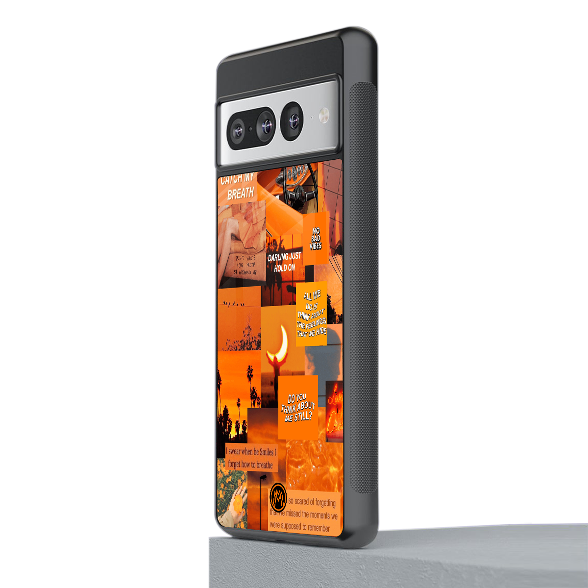 orange aesthetic back phone cover | glass case for google pixel 7 pro