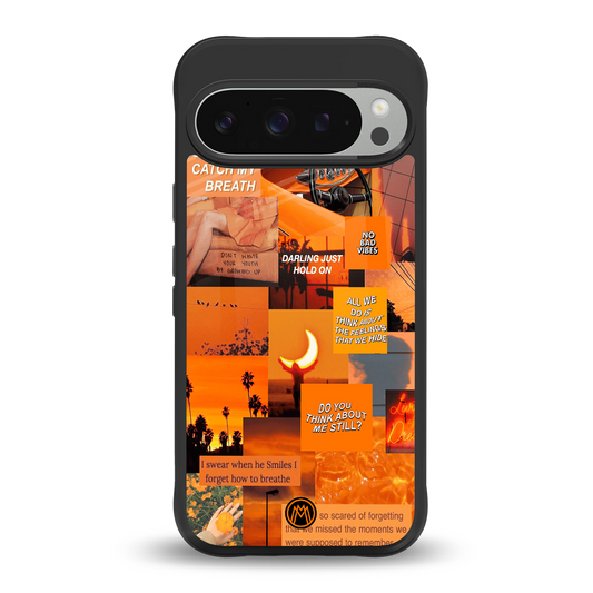 orange aesthetic back phone cover | glass case for google pixel 9 pro