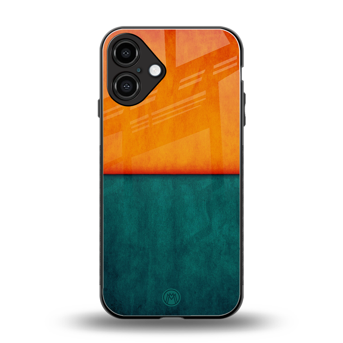 orange green back phone cover | glass case for iphone 16 plus