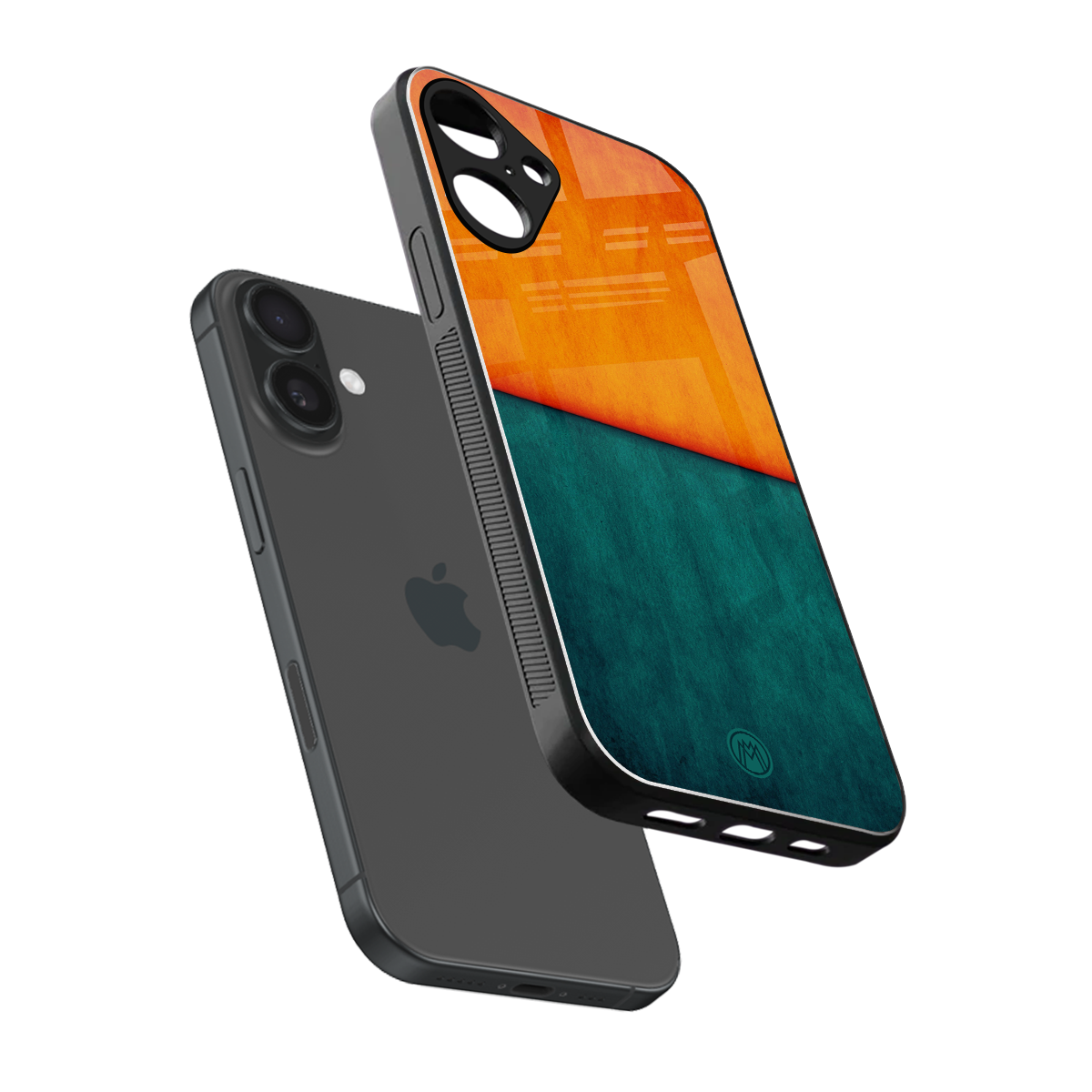 orange green back phone cover | glass case for iphone 16 plus