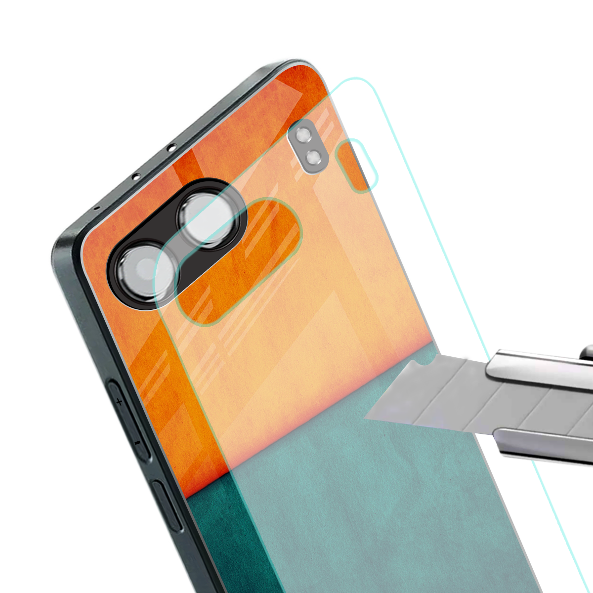 orange green back phone cover | glass case for oneplus nord 4