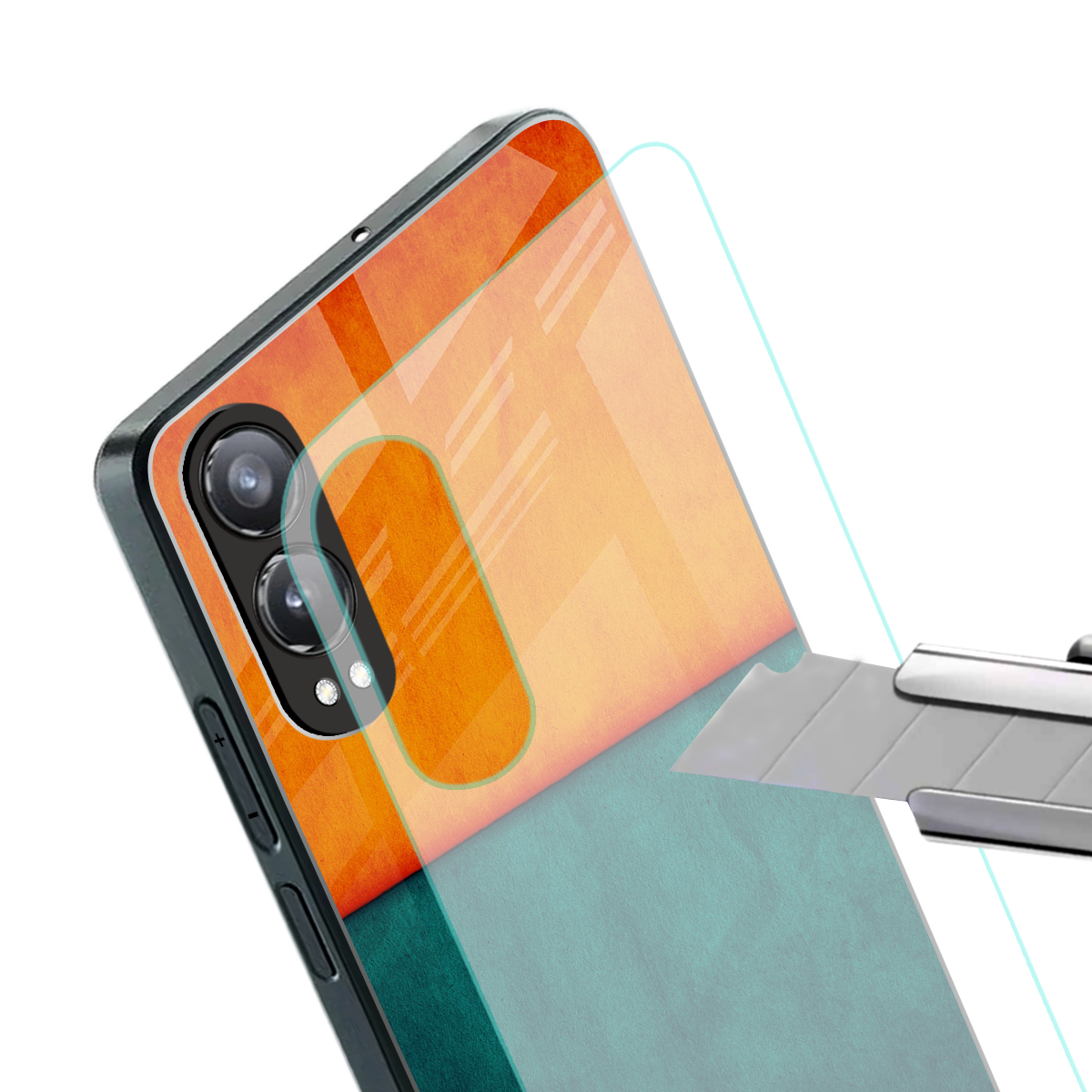 orange green back phone cover | glass case for oneplus nord ce 4 lite