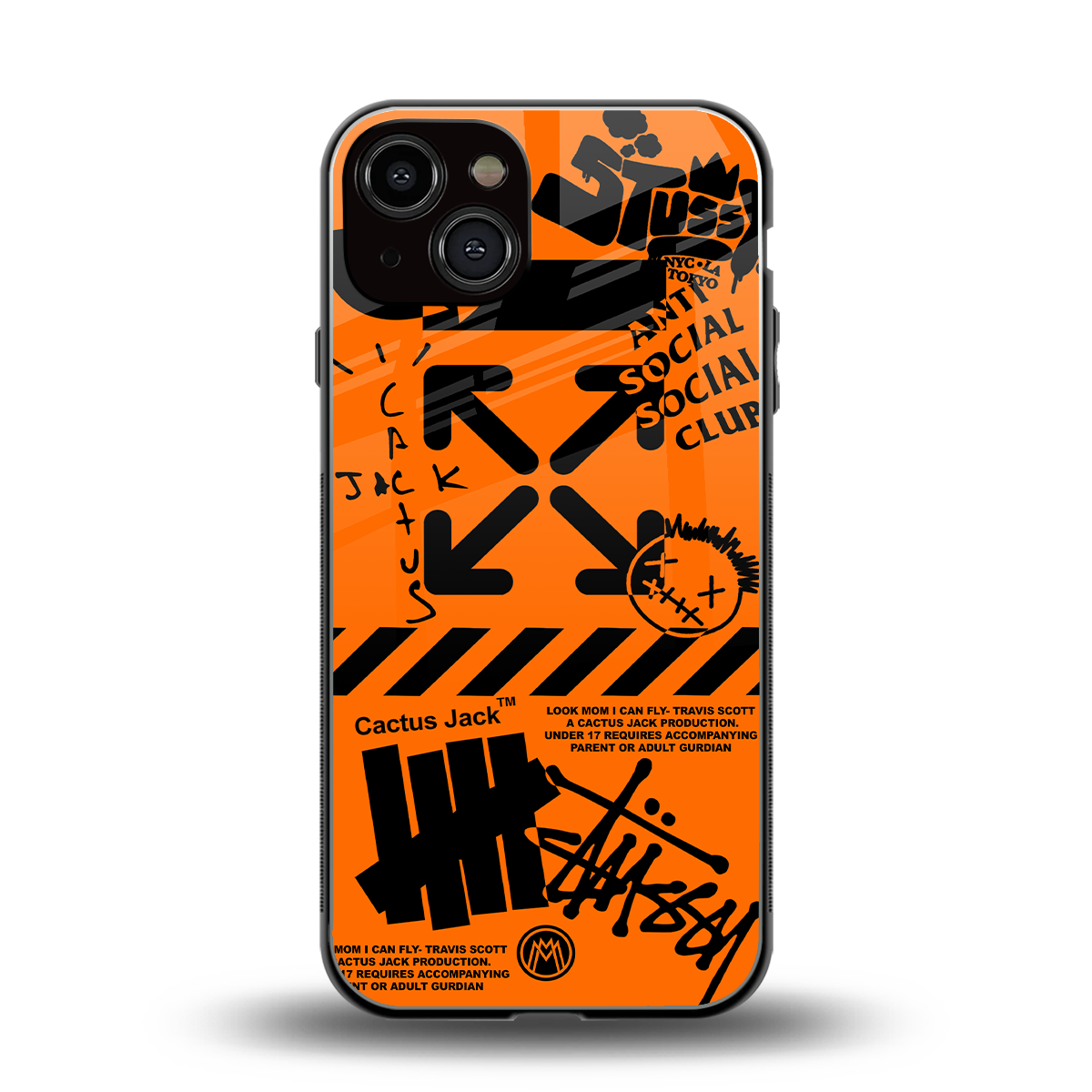 orange travis scott x anti social social club back phone cover | glass case for iphone 13