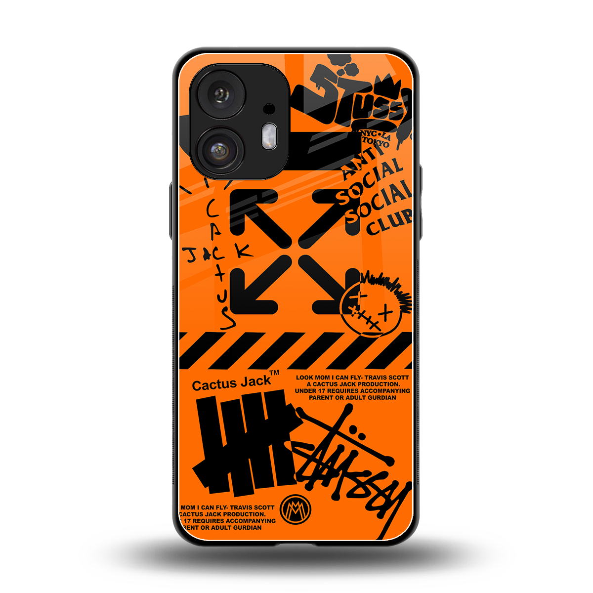 orange travis scott x anti social social club back phone cover | glass case for nothing phone 2