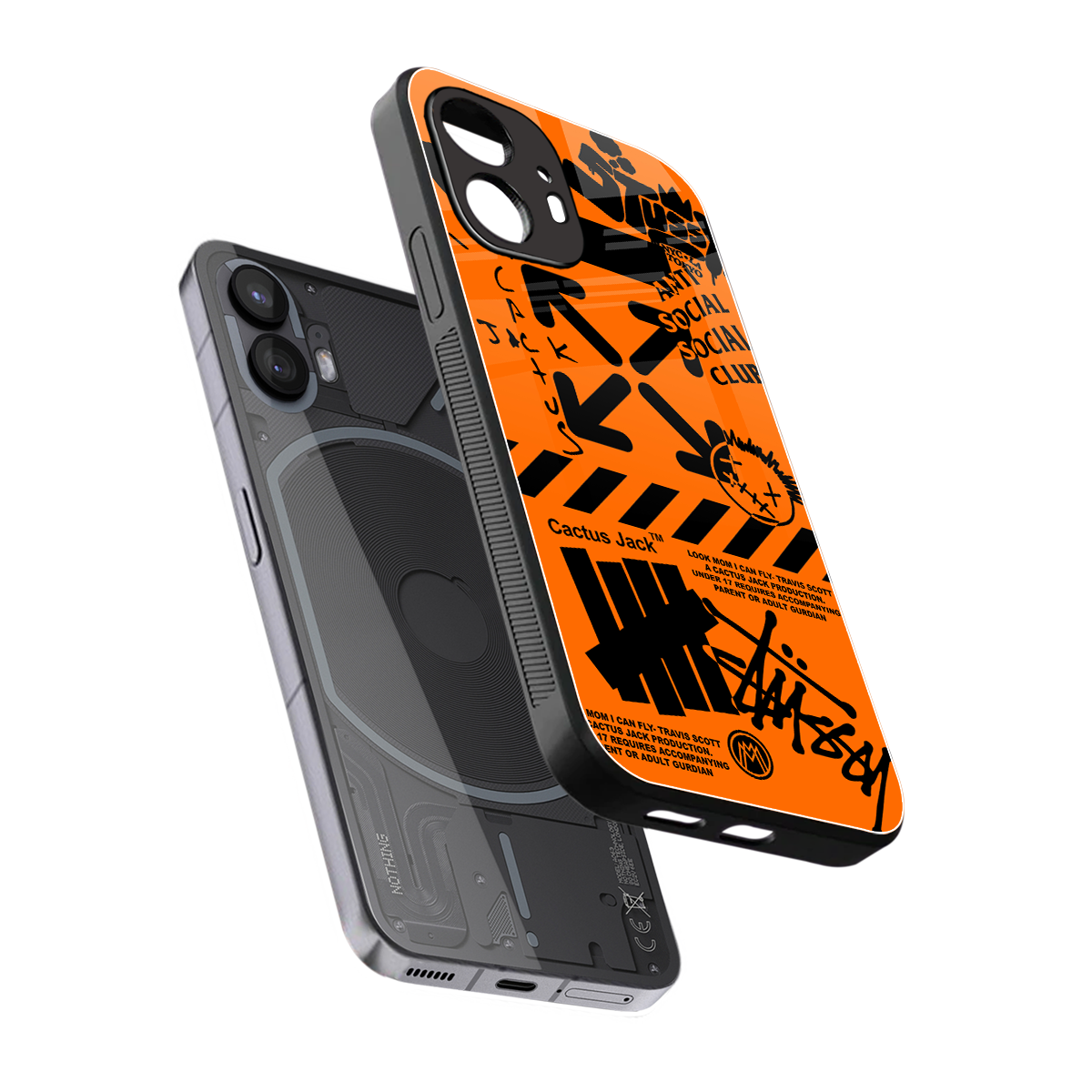 orange travis scott x anti social social club back phone cover | glass case for nothing phone 2