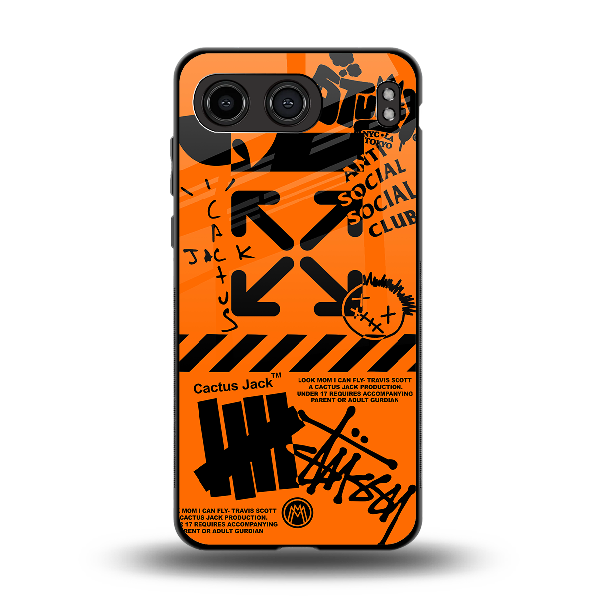 orange travis scott x anti social social club back phone cover | glass case for oneplus nord 4
