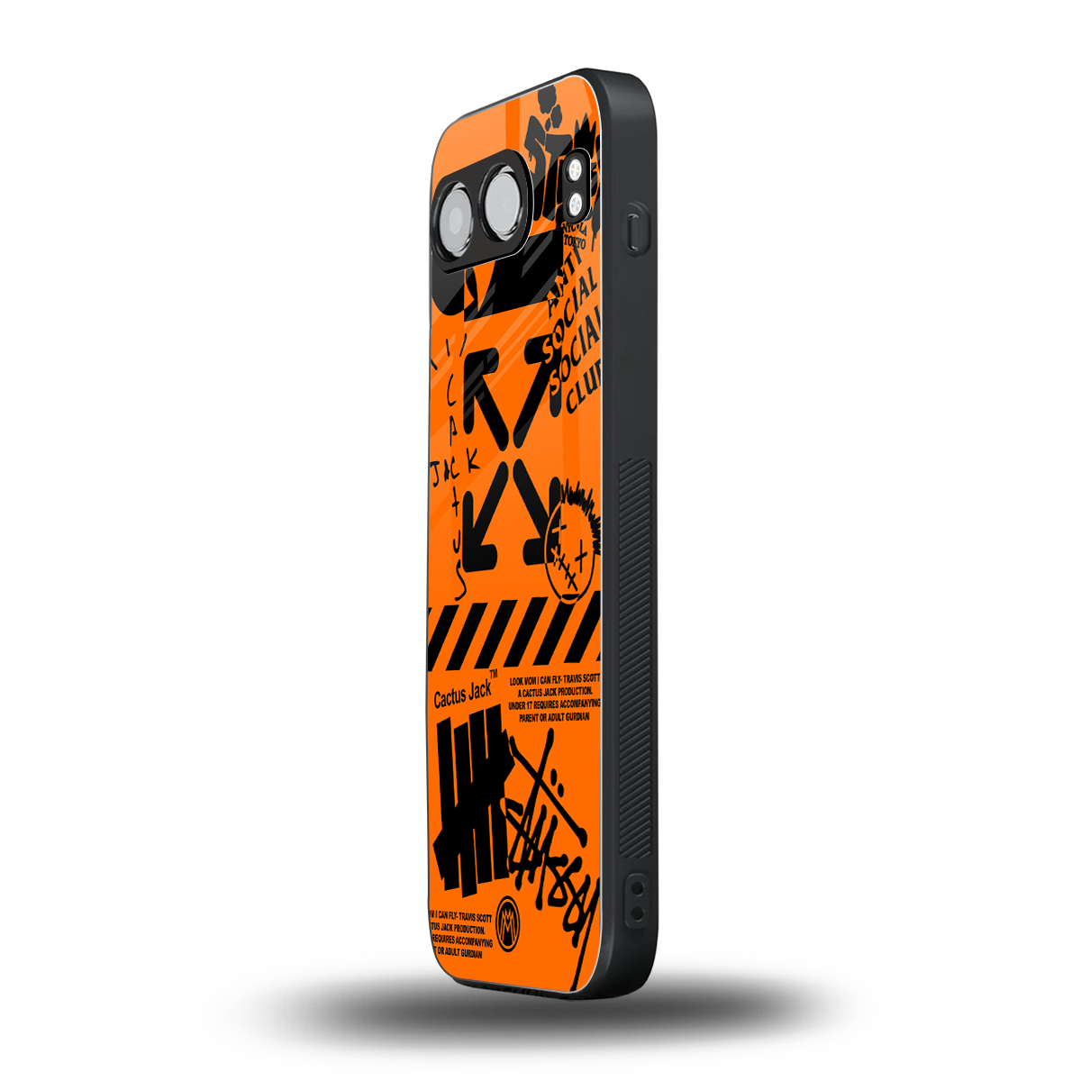 orange travis scott x anti social social club back phone cover | glass case for oneplus nord 4