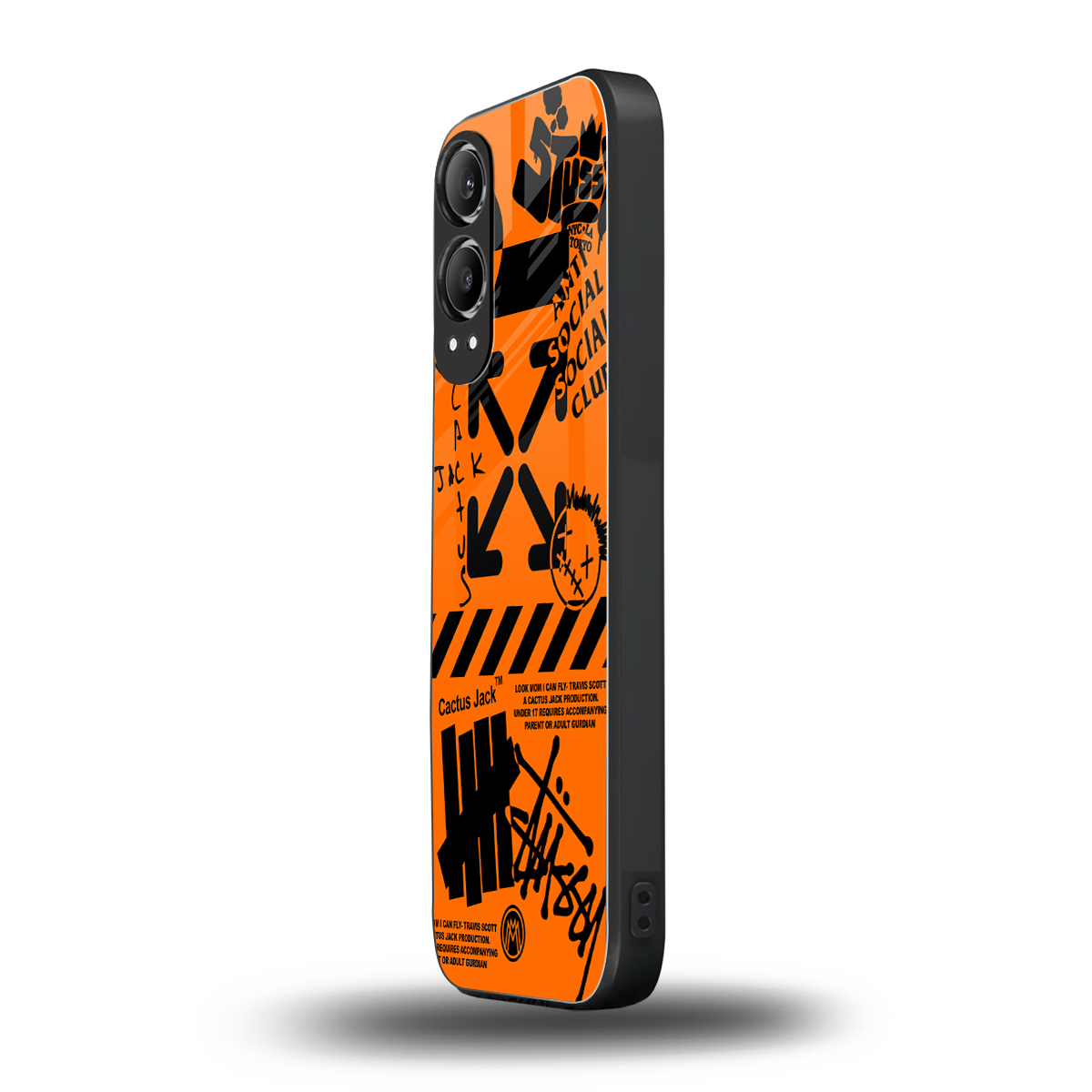 orange travis scott x anti social social club back phone cover | glass case for oneplus nord ce 4 lite