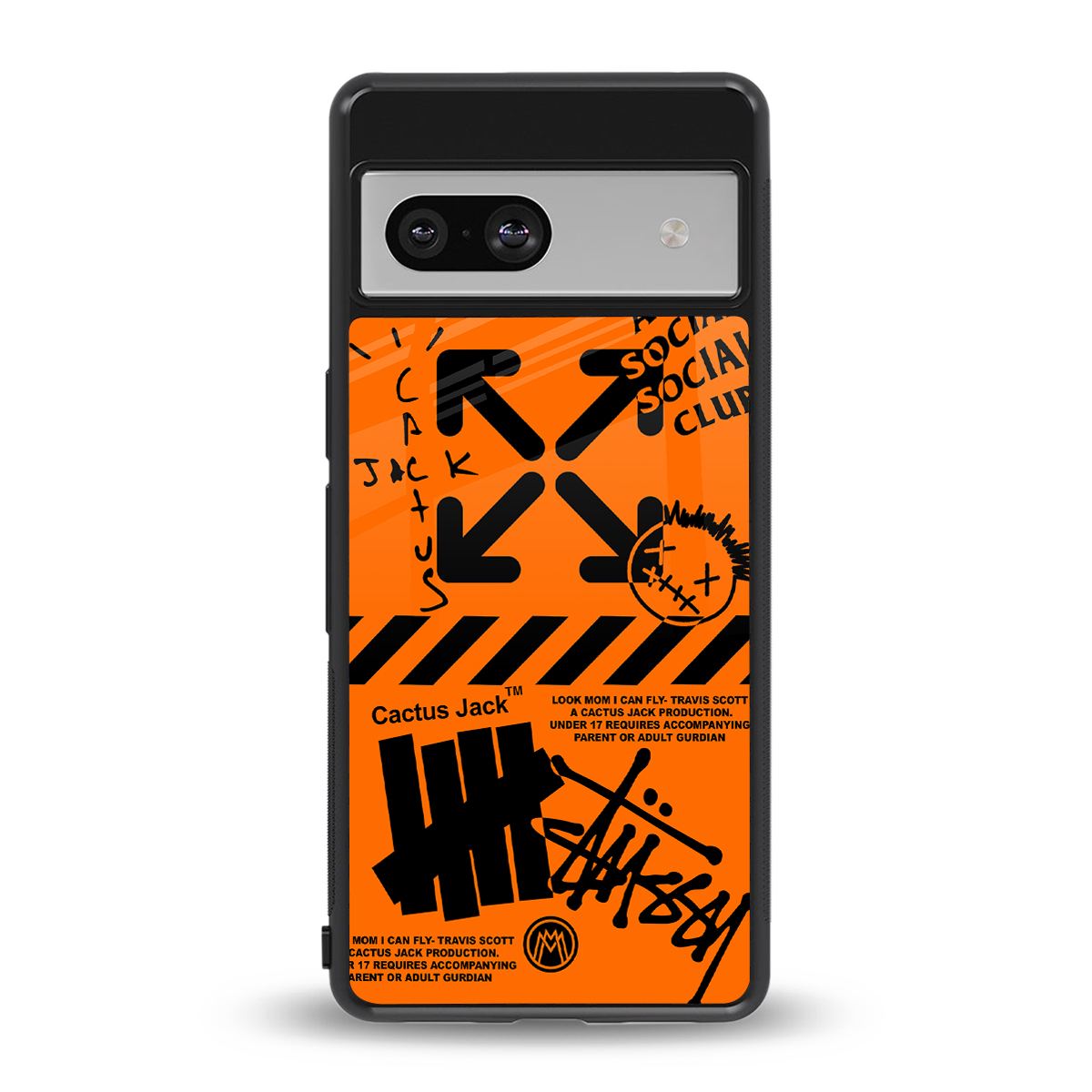 orange travis scott x anti social social club back phone cover | glass case for Google Pixel 7A