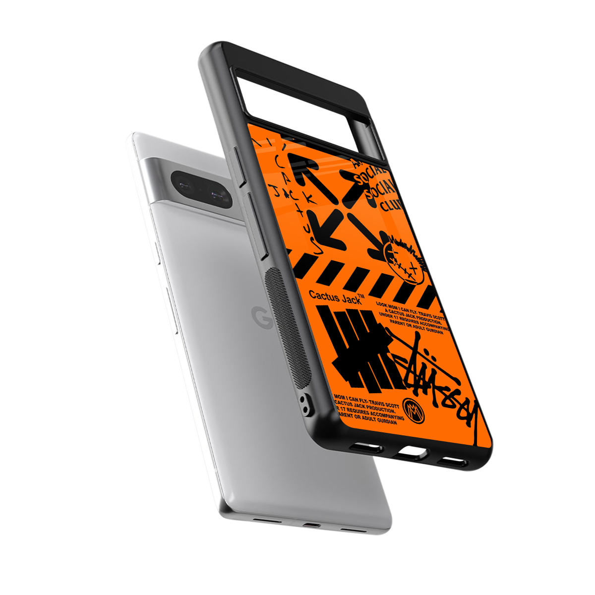 orange travis scott x anti social social club back phone cover | glass case for Google Pixel 7A