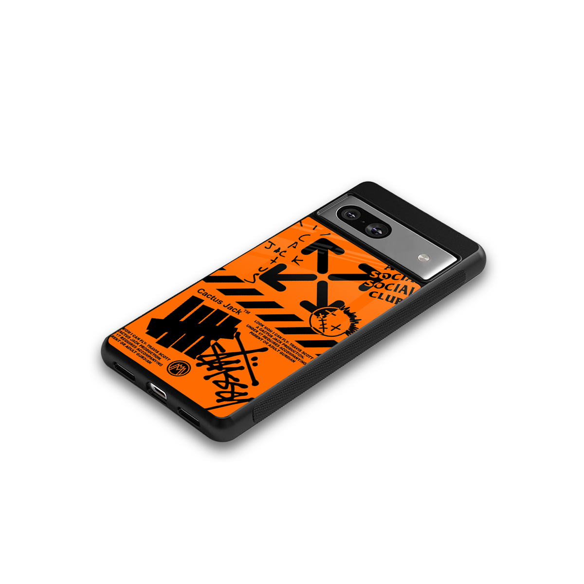 orange travis scott x anti social social club back phone cover | glass case for Google Pixel 7A