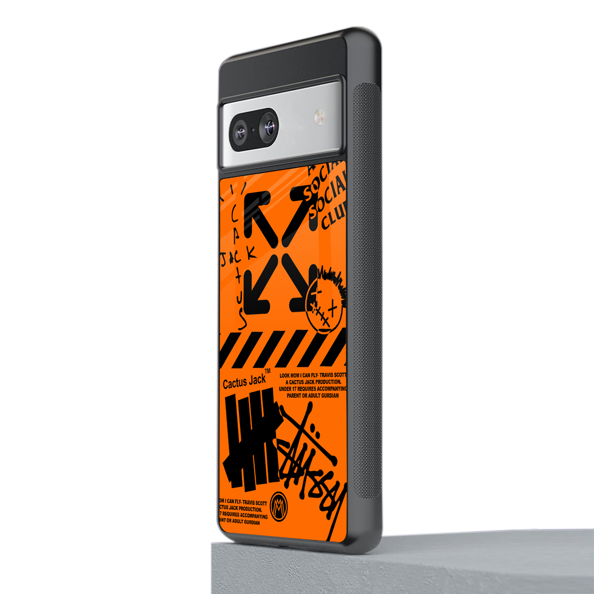 orange travis scott x anti social social club back phone cover | glass case for Google Pixel 7A