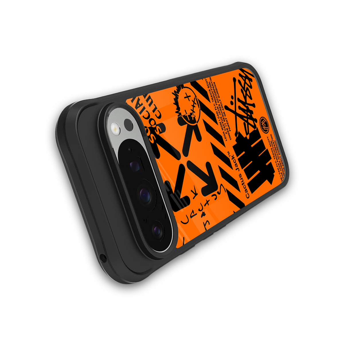 orange travis scott x anti social social club back phone cover | glass case for google pixel 9 pro