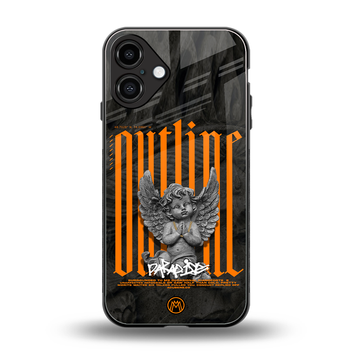 outline back phone cover | glass case for iphone 16 plus