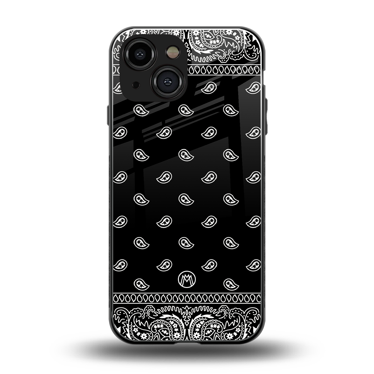 paisley black back phone cover | glass case for iphone 13 mini