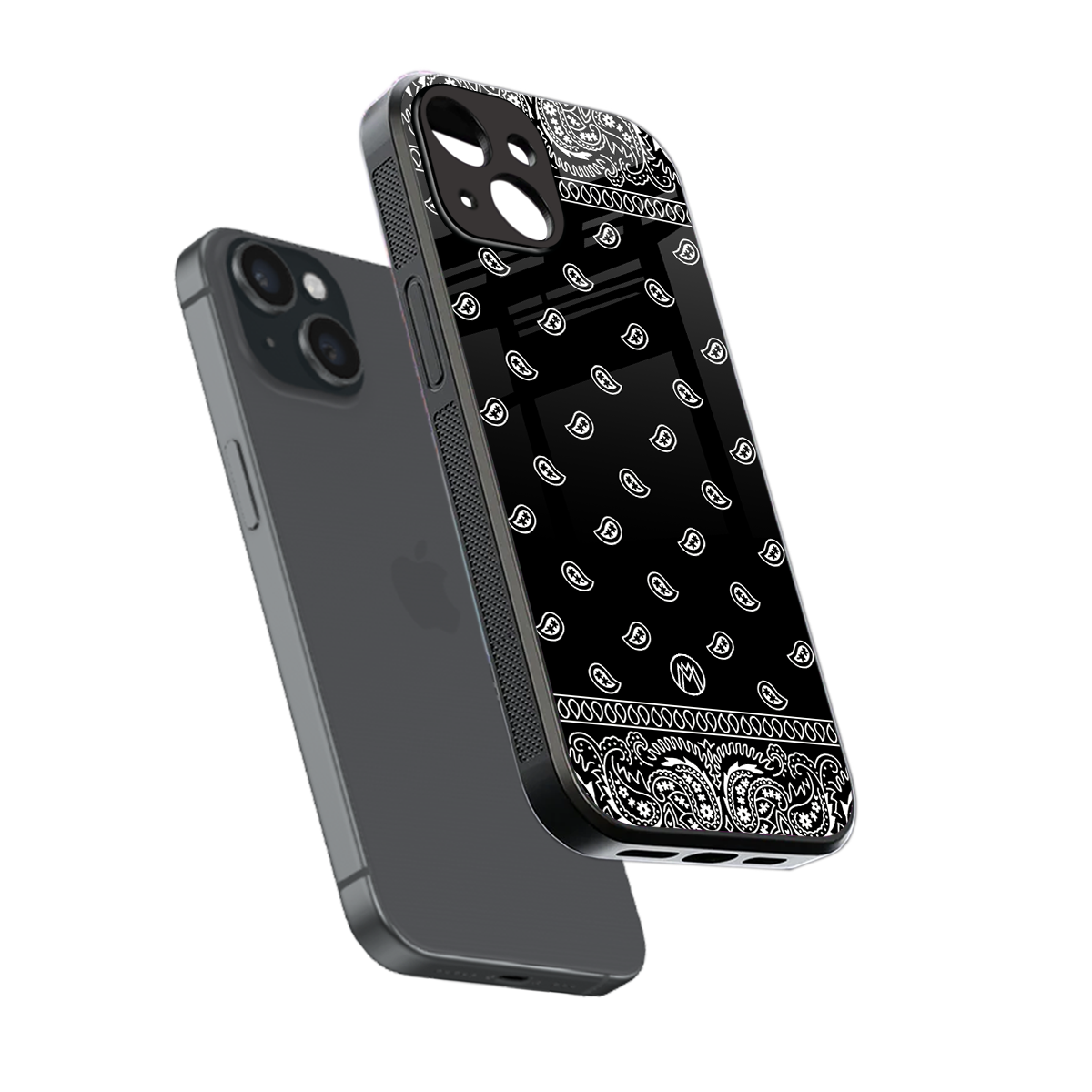 paisley black back phone cover | glass case for iphone 13 mini